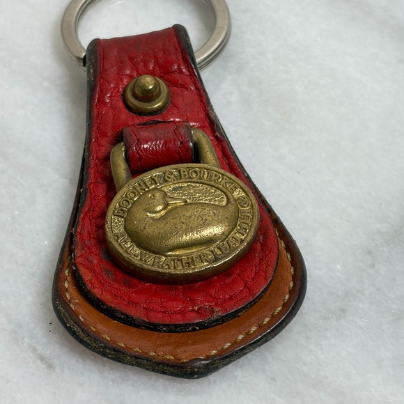 Dooney & Bourke Handbags - Dooney & Bourke Vintage 90’s  Red and Brown Leather Key Fob